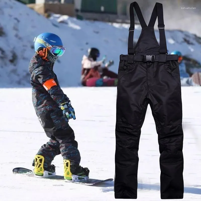Pantalons de ski Hommes Neige Ski Réglable Bavettes Coupe-Vent Isolé Imperméable Hiver Pantalon Coton Doublé