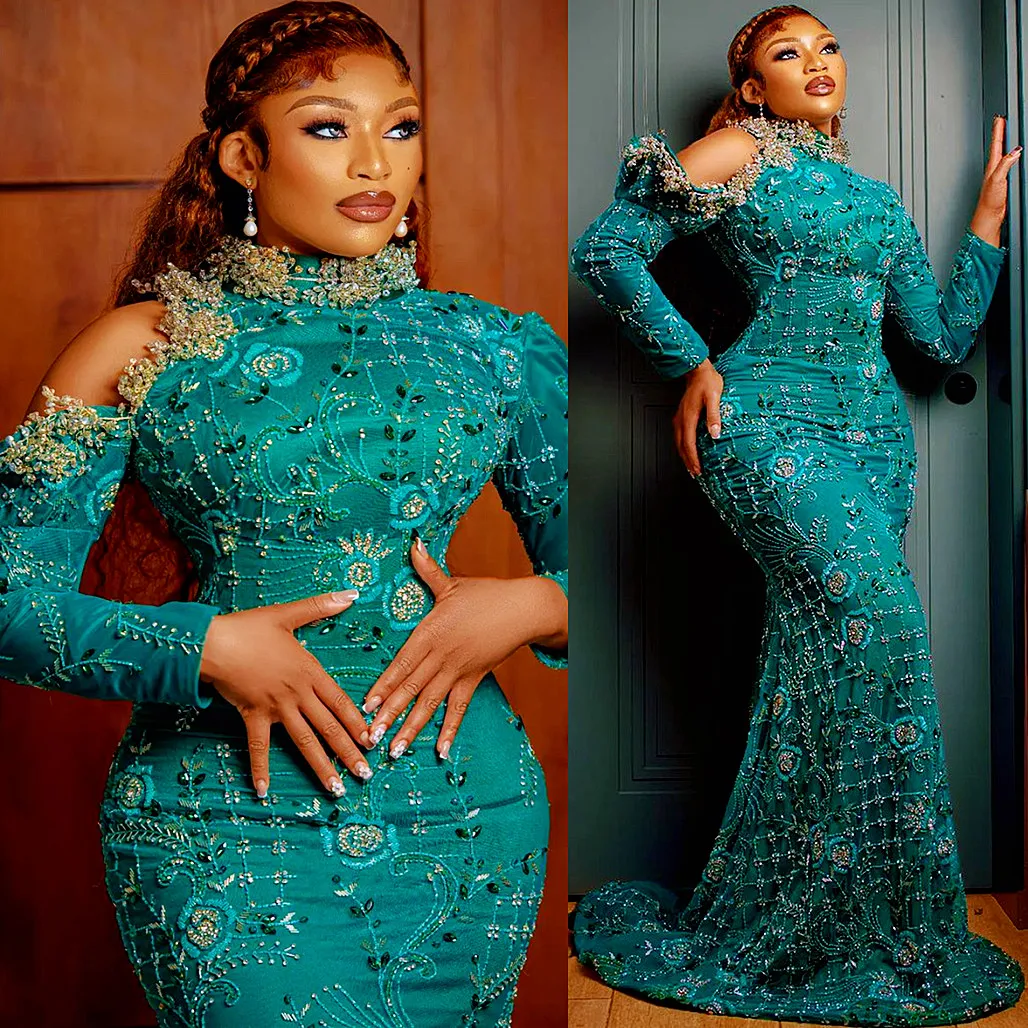 2023 ASO ASO EBI Mermaid الفخم الحفل الراقبي الفاخرة من الدانتيل البلورات المسائية في المساء الرسمي الحزب الثاني استقبال عيد ميلاد فستان ZJ706