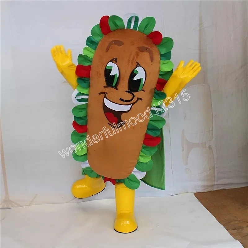 Performance Hot Dog Mascot Trajes Carnaval Hallowen Gifts Unisex Outdoor Publicidade Artigo Terno de f￩rias Celebra￧￣o de desenhos animados Roupas de personagens