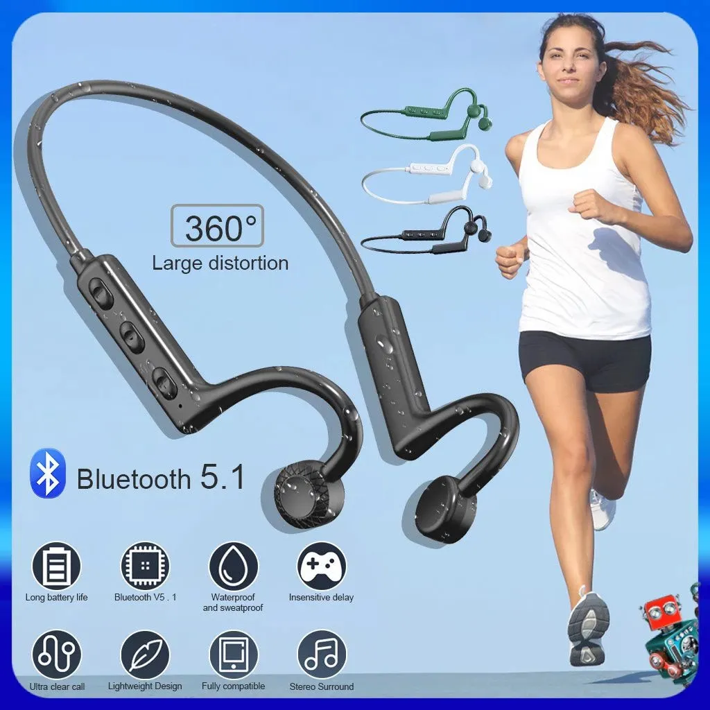 Luftledning KS19 Trådlösa Bluetooth-hörlurar Sport TWS Bluetooth Nackband Headset Hörapparater Hörlurar Handsfree Med Mic