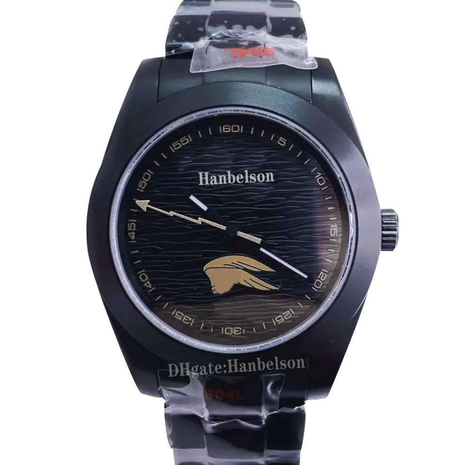 Lightning Herrklocka 2813 Automatisk urverk Safirglas Stålarmband Armbandsur Frosted Black face ST9 Klockor Special Edition