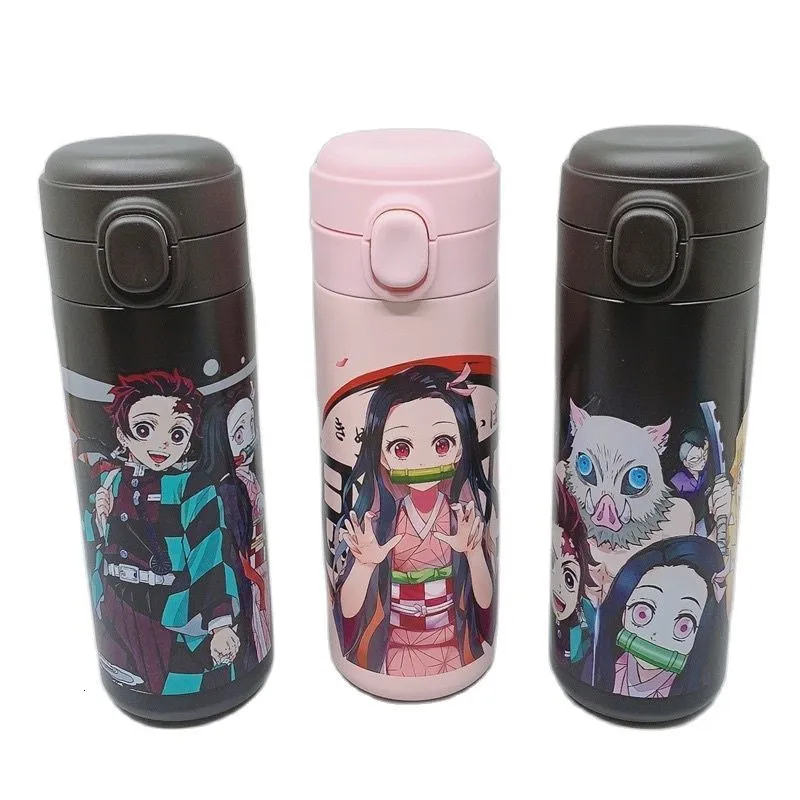 Thermoses japonais Anime tasse à vide démon Slayer Kimetsu impression flacon Kawaii Loli dessin animé bouteille d'eau pour les fans d'enfants recueillir des cadeaux 221203