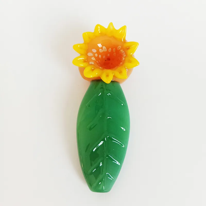 Nuovi tubi manuali in vetro stile SunFlower Accessori bruciatori fumatori all'ingrosso Rig tabacco 10 cm di lunghezza