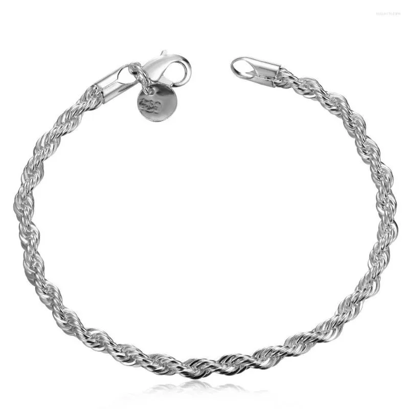 Link Bracelets 925 Srebrna bransoletka Spersonalizowana skręcona łańcuch, aby wziąć udział w ślubie