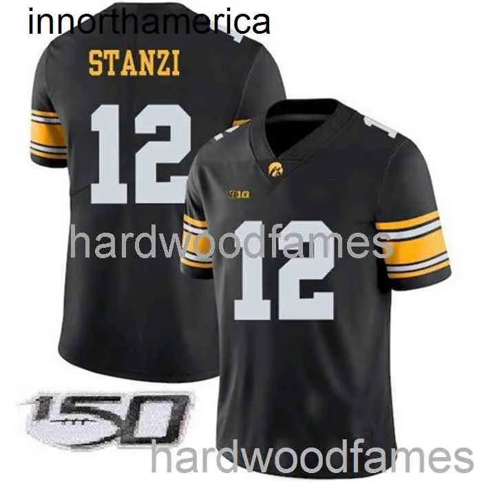 Nieuwe heren vrouwen jeugd Ricky Stanzi Jersey #12 Lowa Hawkeyes Black NCAA XS-5XL 6XL