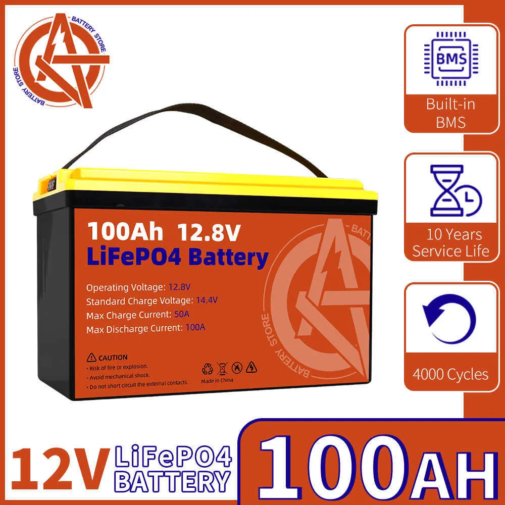 LifePo4 بطارية حزمة 12V 24V 100AH ​​200AH قابلة لإعادة الشحن بطارية فوسفات الحديد الفوسفات المدمجة في منزل القارب قبالة شبكة RV