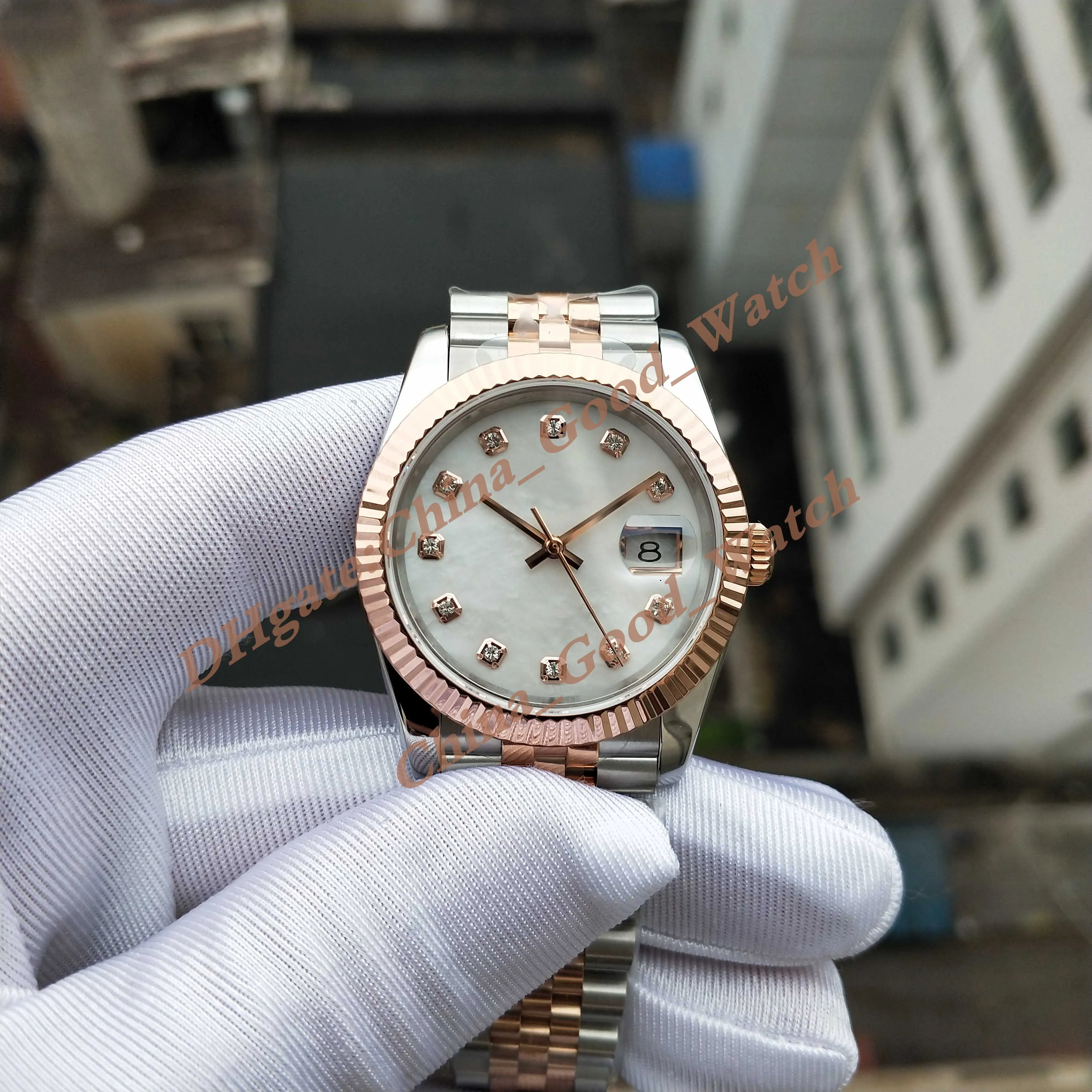 36 mm unisex bp orologio da uomo orologio neutro modello neutro diamond oro rosa signore giubili braccialee bp automatico BP Mother of Pearl V2 Strap in acciaio BPF Sapphir Orologi da polso