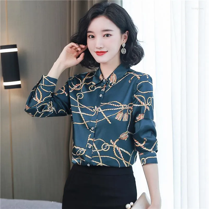 Chemisiers pour femmes Drop Spring Summer Fall Runway Graceful Rope Print Collar Long Sleeve Womens Party Casual OL Workwear Top Shirt Blouse