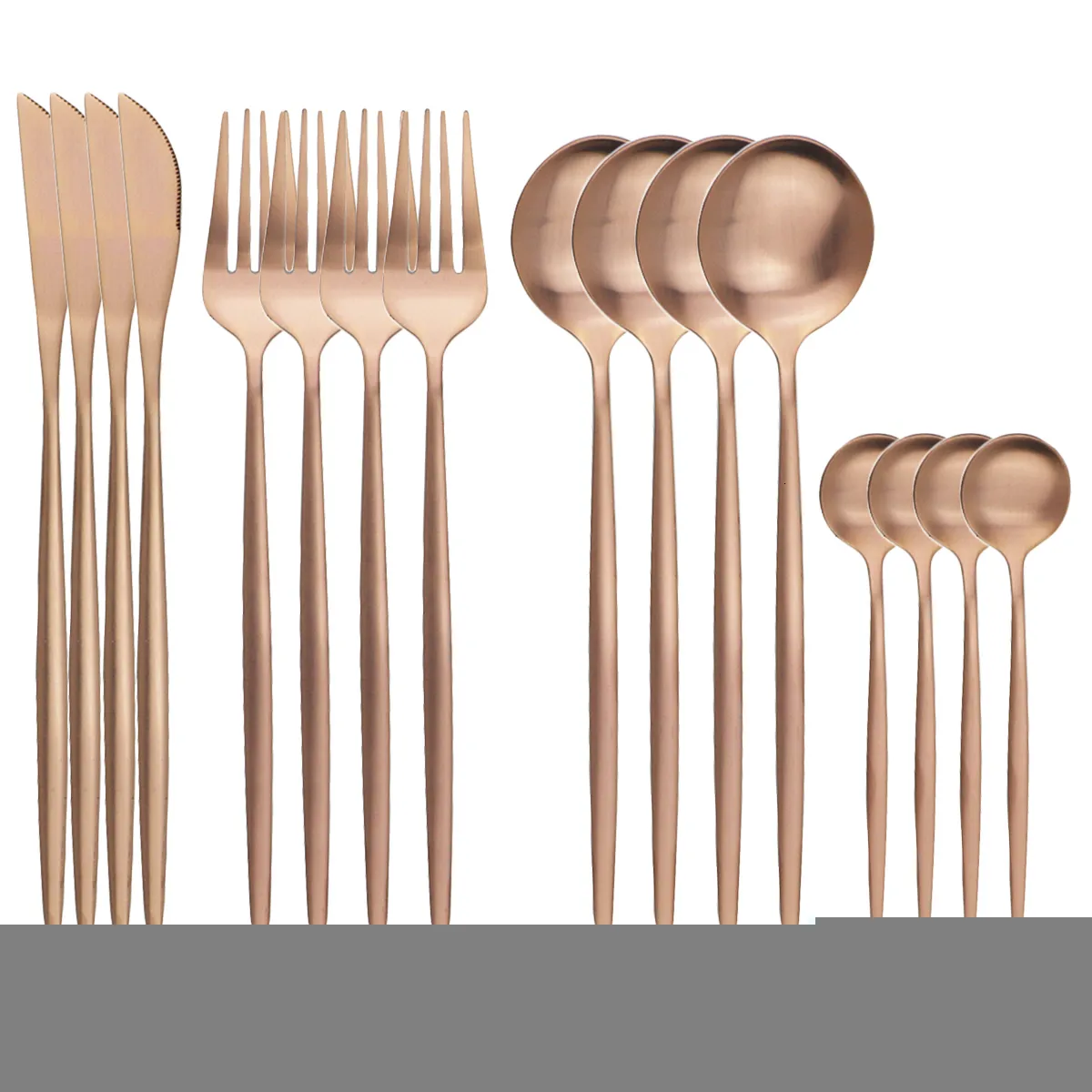 Servis uppsättningar 16st Rose Gold Cutery Knife Fork Coffee Spoons Rostfritt stål Tabeller Western Köksilver 221203