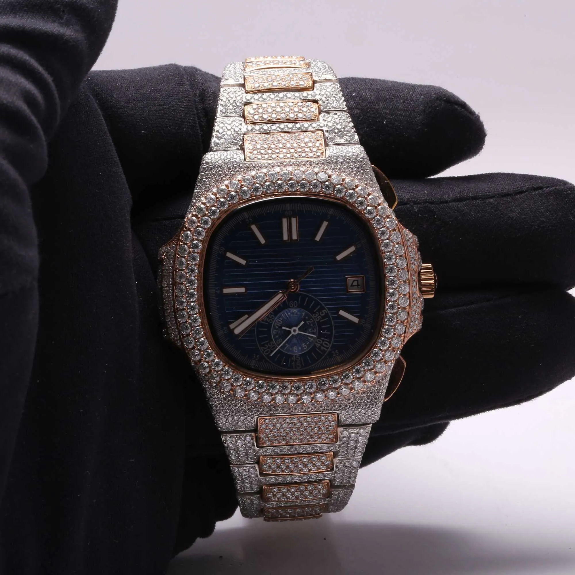 B47K armbandsur isade ut anpassa diamant lyxiga män titta handgjorda fina smycken tillverkare labgrown d