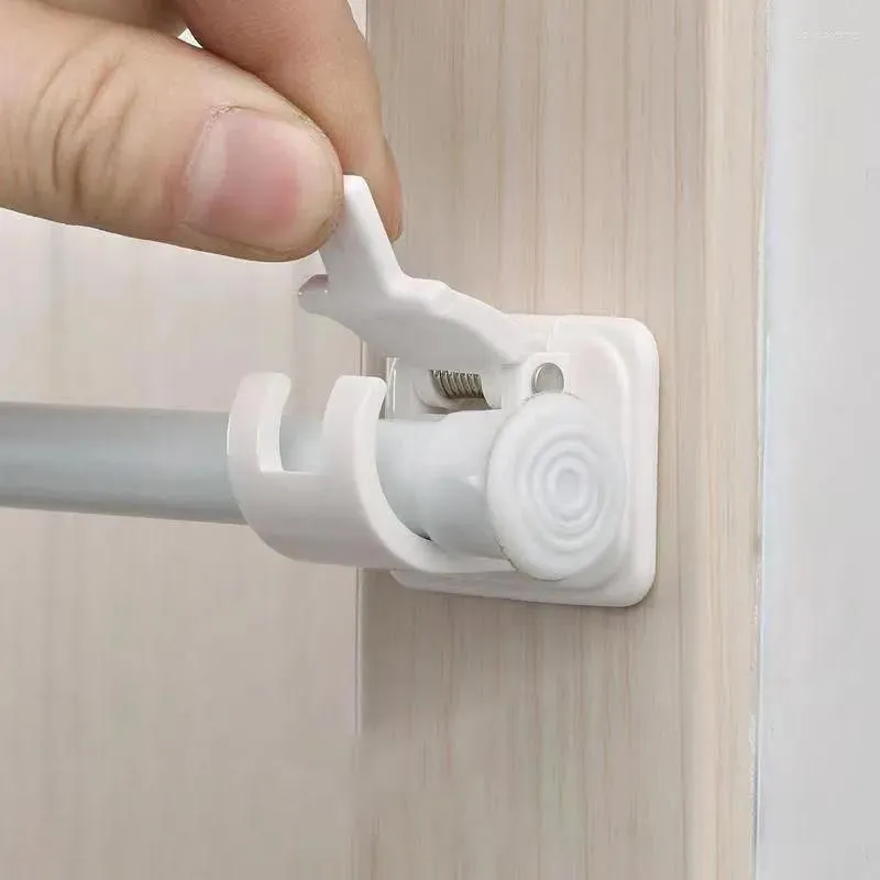 Self Adhesive Hooks Punch-free Curtain Rod Clip Hook Shower Curtain Rod  Hanging