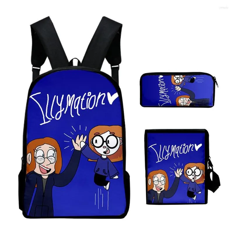 Backpack Hip Hop Fashion Illymation 3D Print 3pcs/Set Pupil School Bags Laptop Daypack Inclined Shoulder Bag Pencil Case