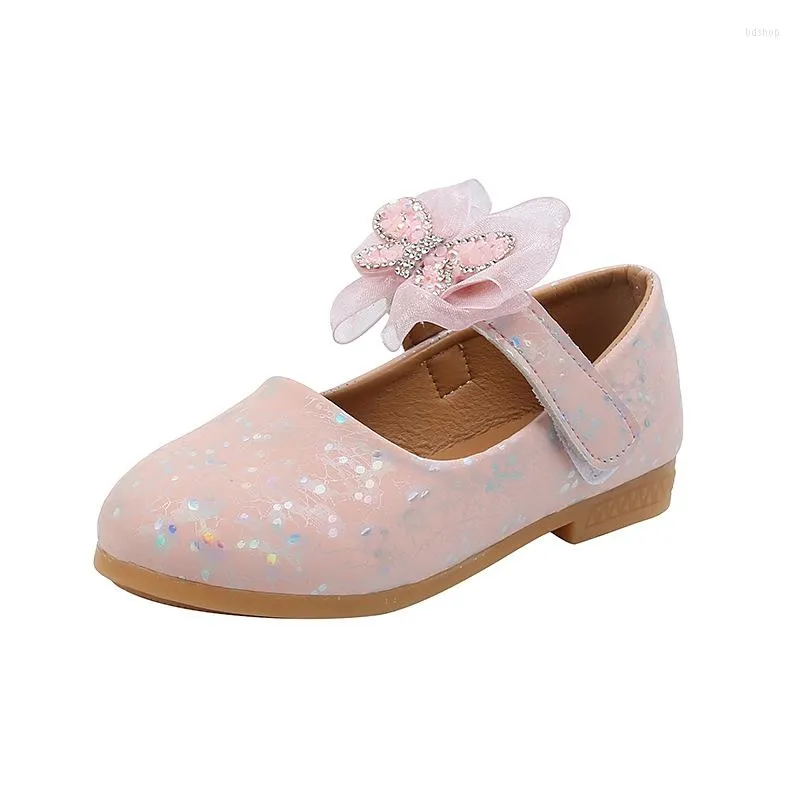 Chaussures plates filles princesse enfants chaussures plates en cuir avec nœud papillon paillettes strass doux doux enfants Mary Janes robe pour mariage