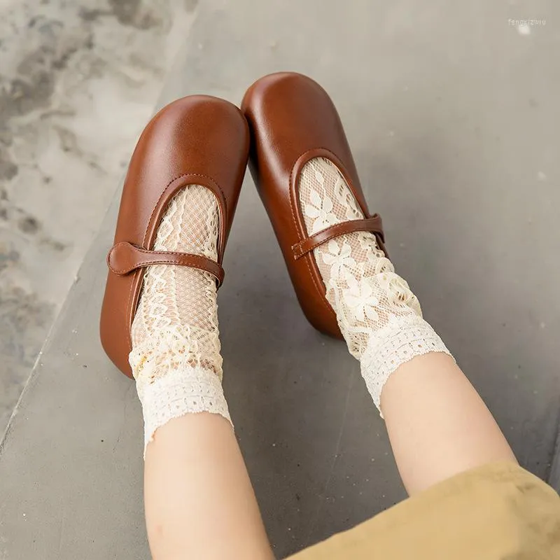 Flat Shoes Children's Leather Korean Designed Fashion Girls Soft Bottom 2022 All-match Hook&loop Casual Autumn 1-8Y Toddlers