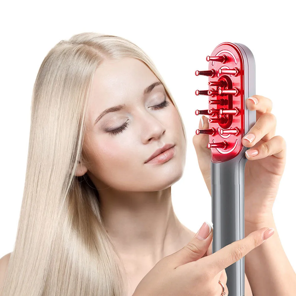 Hoofd Massager USB Haargroei Kam Potherapie Massagekam Vibratie Infrarood Roodblauw Licht voor anti -haarverlies Haarborstel Kop Massager 221203