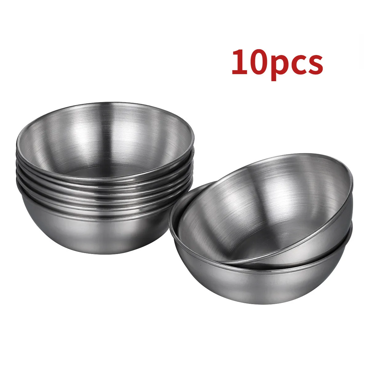 Herb Spice Tools 10pcs Stainless Steel Round Sauce Dishes Food Dipping Bowls Saucer Appetizer Plates Sauce Storage Container Kitchen Tools 221203