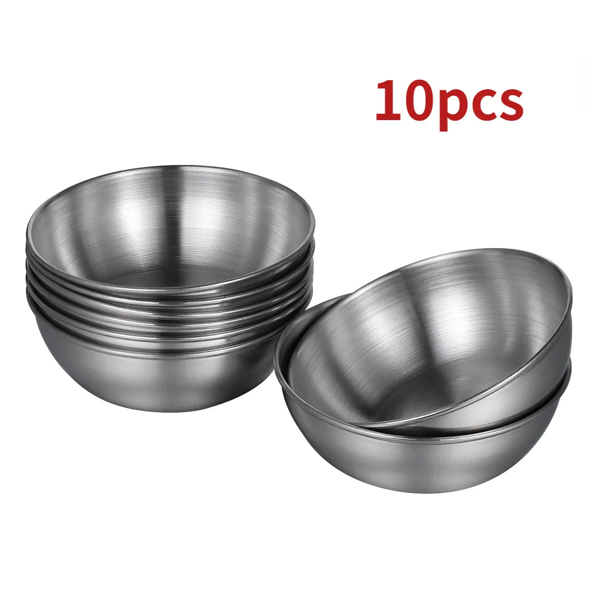 Ferramentas de especiarias de ervas 10pcs aço inoxidável molho redondo pratos de comida tigelas de imersão Placas de aperitivo de molho Ferramentas de cozinha de armazenamento 221203