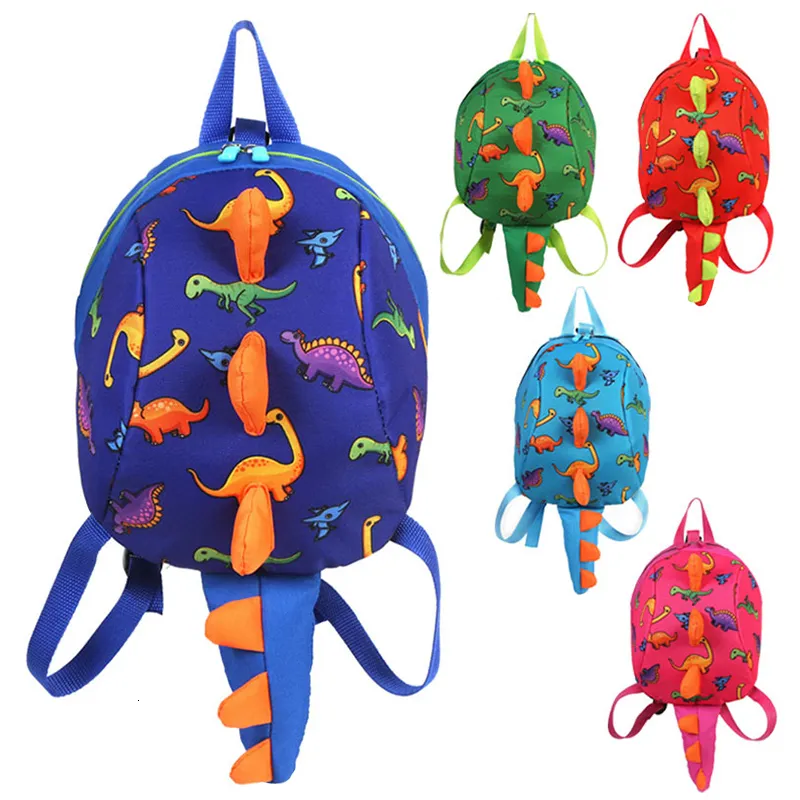 Backpacks Children Cute Cartoon Dinosaur Plush Anti Lost Bag Creative With Tail Gift For Baby 221203