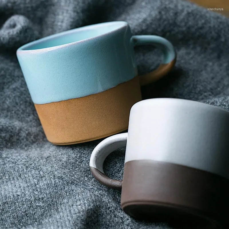 Tasses japonaises rétro tasse à café en céramique créative moderne ménage poterie grossière après-midi tasse à thé bureau Latte petit déjeuner lait