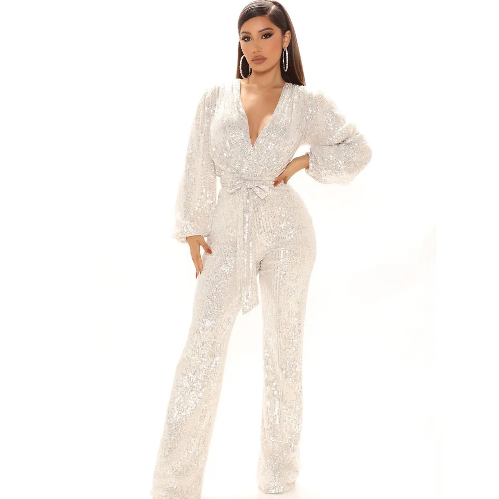 Mulheres Sexy Sparkly Jumpsuits Clubwear