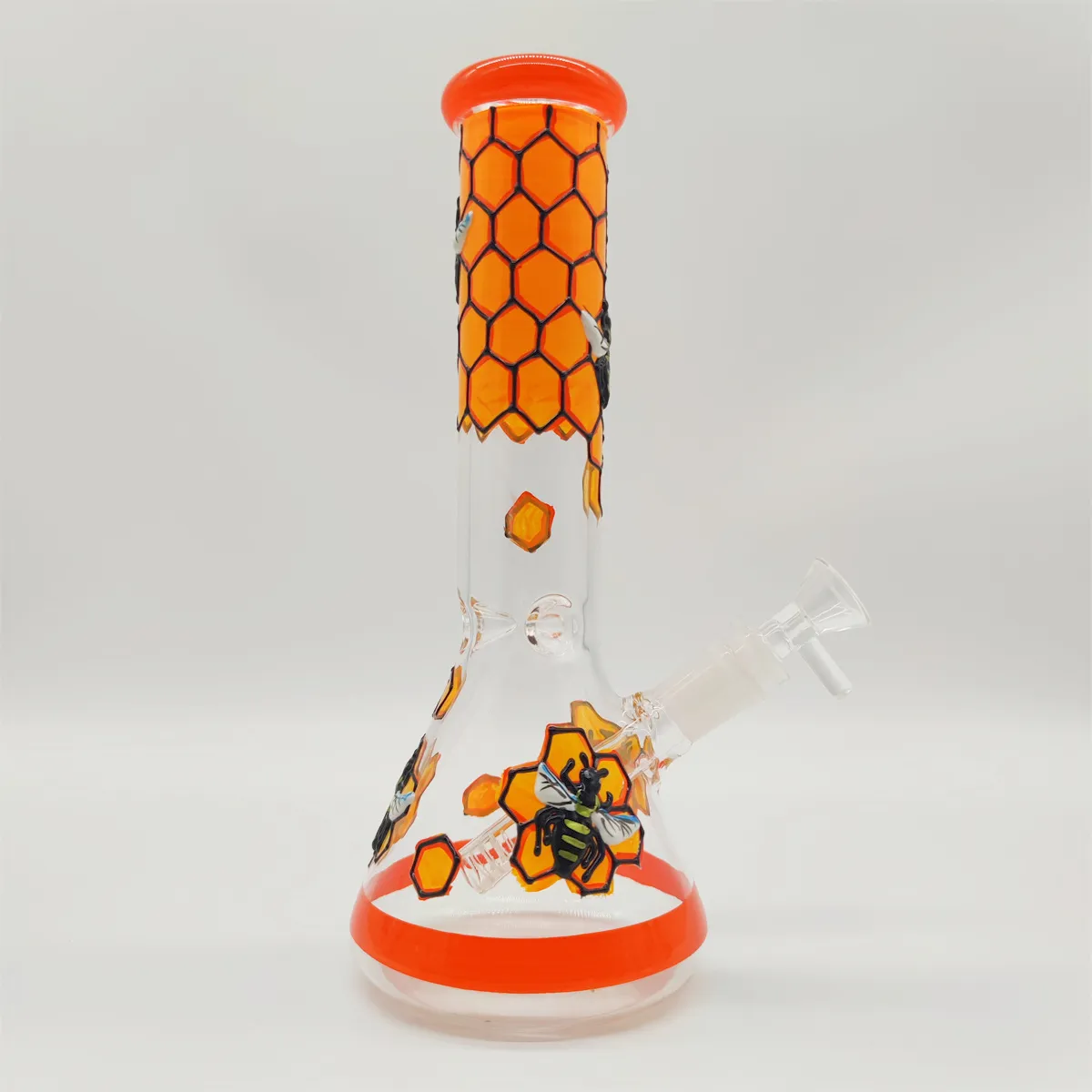 2022 10 pollici 3D Bee vetro spesso Bong Pipa ad acqua Narghilè Becher Tabacco da fumo Gorgogliatore Tubi di fumo Bong Bottiglie Catcher di ghiaccio