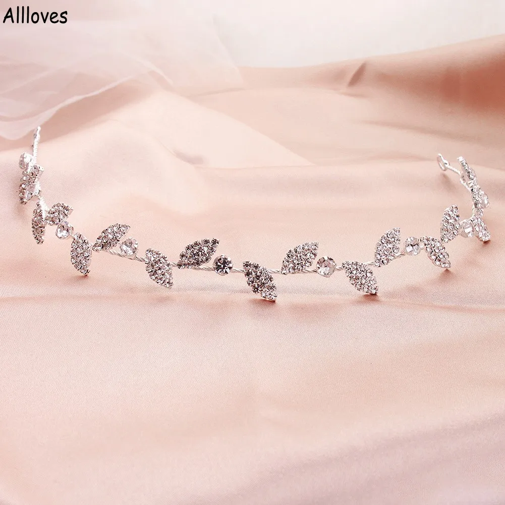 Alla moda foglie di cristallo argento copricapo da sposa corona e diademi accessori per capelli donna per Weddubg sposa fascia gioielli per capelli copricapo CL0597