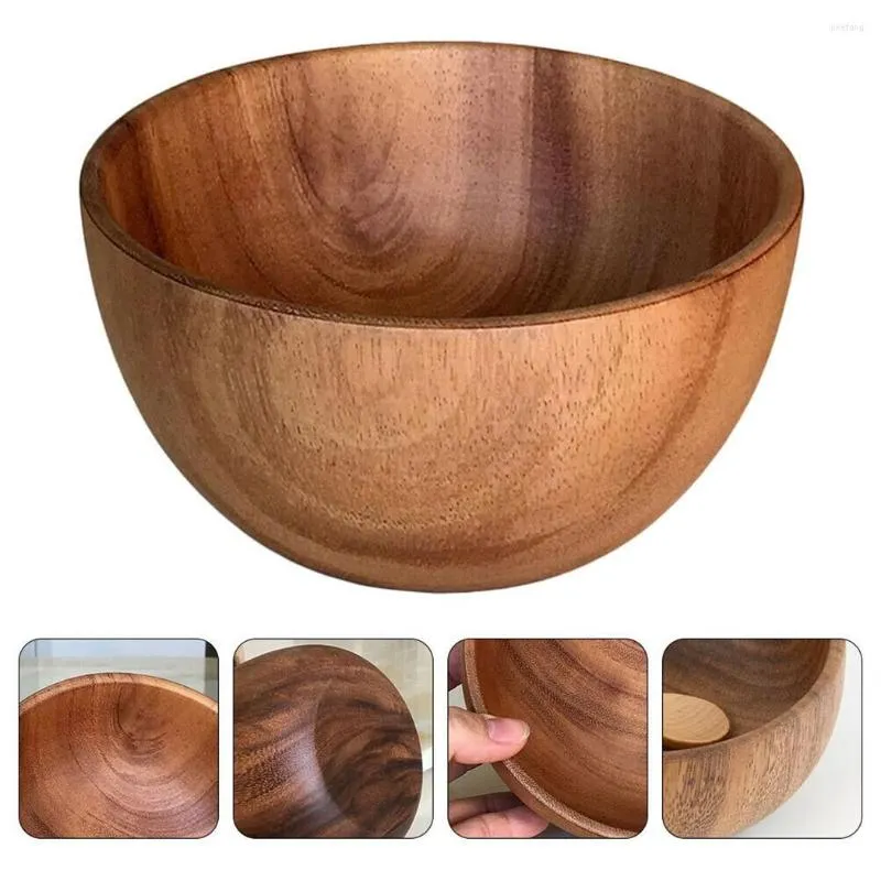 Bowls Salad Bowl 8 5cm Wooden Serving Cooking Kitchen Cutlery Basin Fruit Rice Soup Home Dinnerware For Holding