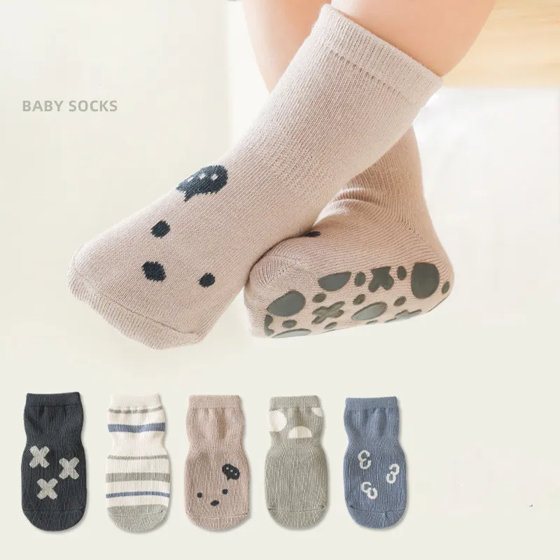 Cartoon Animal Baby Socks for Boy Girl Winter Spring Soft Anti Sild Solded Noworodka