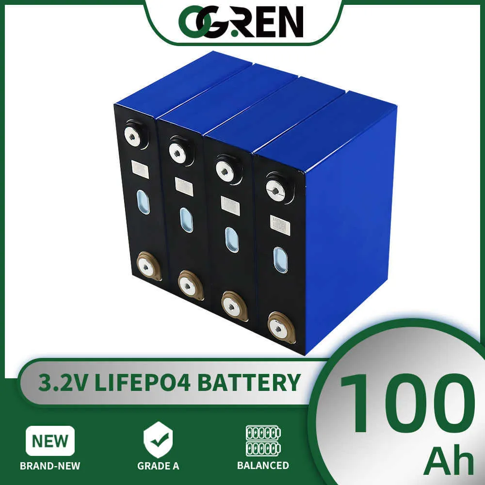 3.2V 100Ah Lifepo4 Battery 1/4/8/16/32PC DIY 12V 24V Boat Golf Cart RV Forklift Home Lithium Iron Phosphate Rechargeable Battery