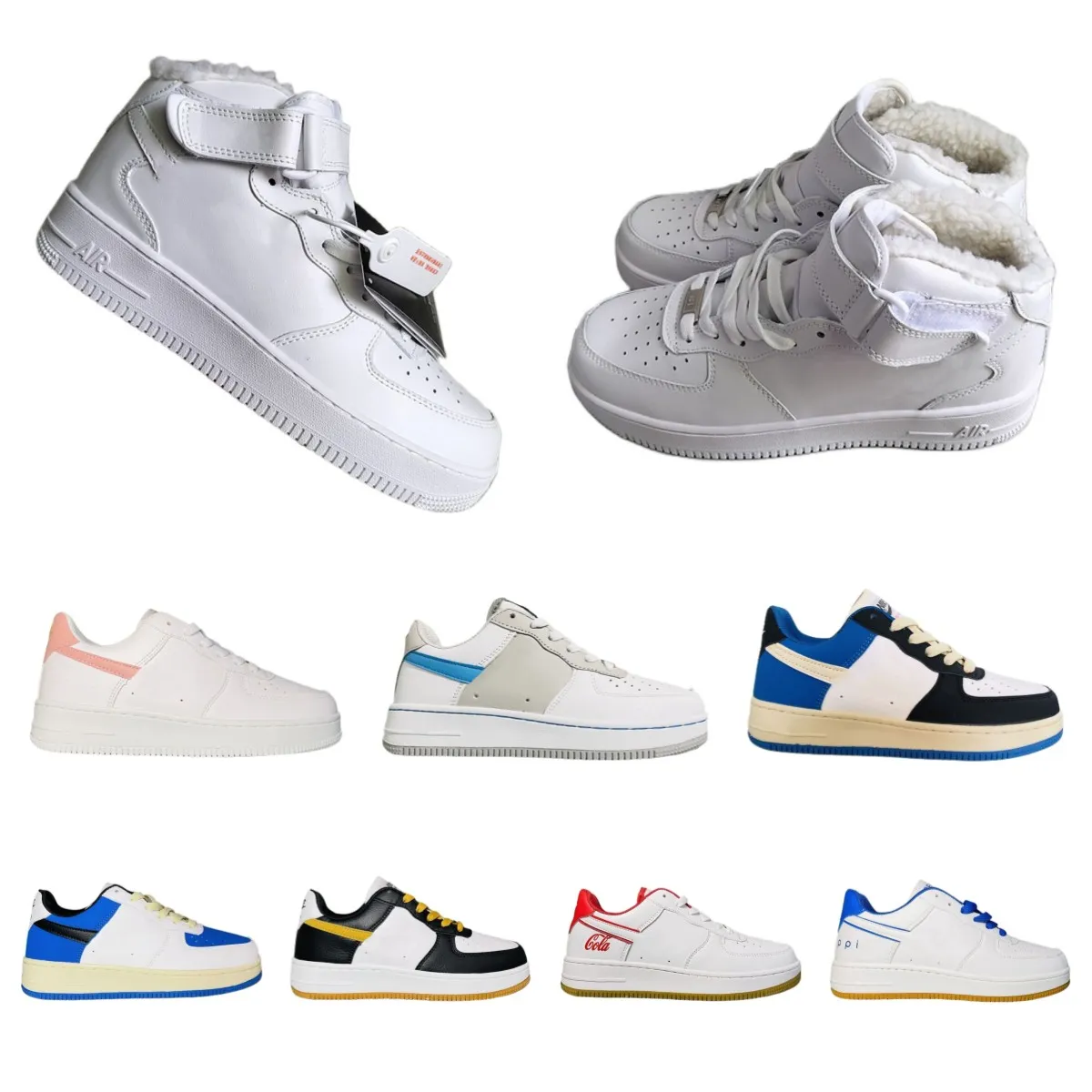 Air Low Sports Sneaker Shoes Running Cashmere Cotton Boots Roller Tennis Runner Basket Training Walking High-kvalitetskor Kvinnor Män 36-45 AF1001