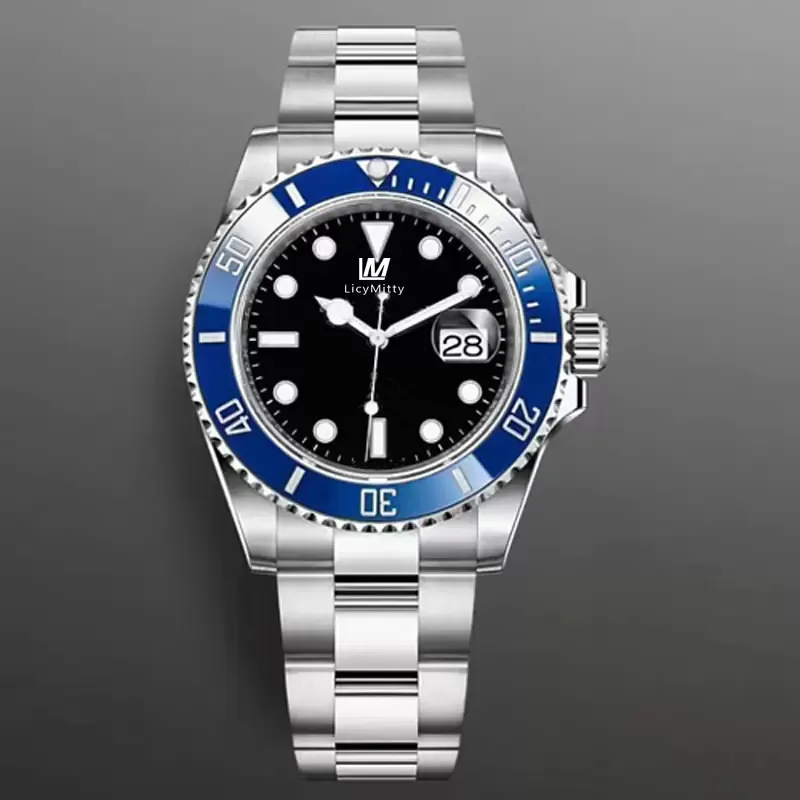 Новые мужские часы синий керамический безель с сапфировым стеклом автоматические механические механизмы из нержавеющей стали с скользящим замком мужские часы мужские наручные часы