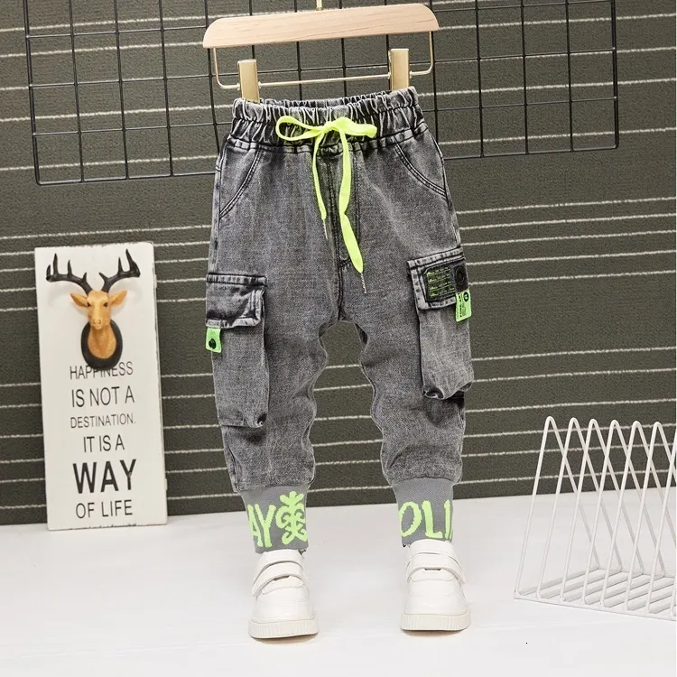 Jeans Baby Boys Girls Pants Children Byxor 1-9 år Casual Letter Cartoon for Kids 221203