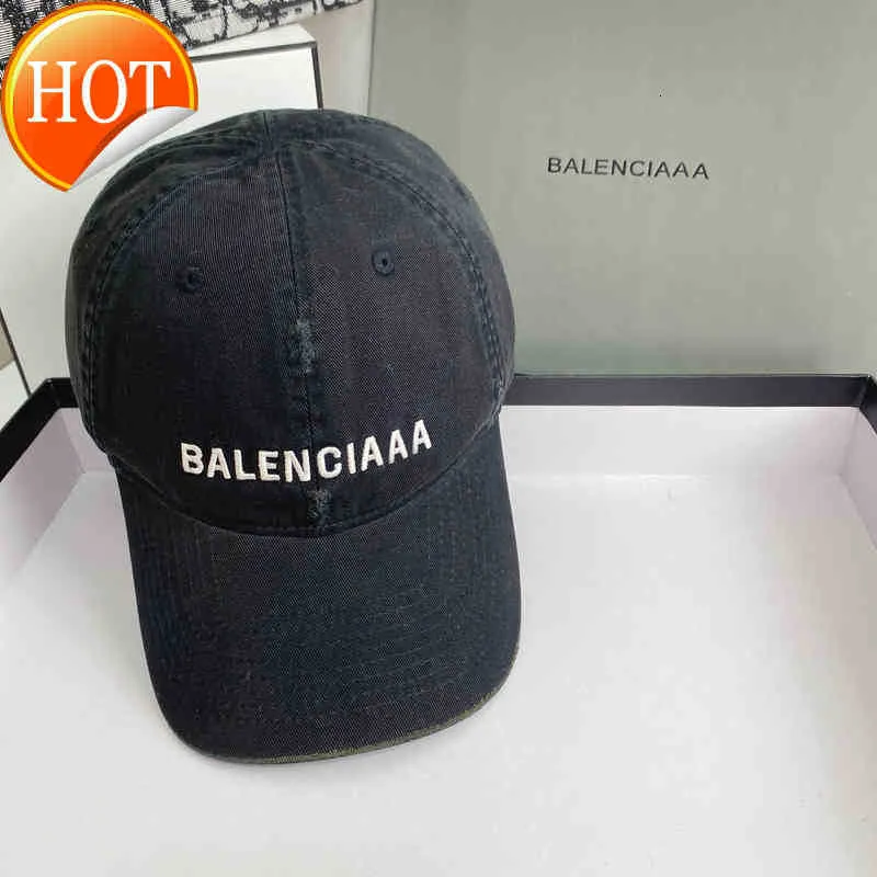 Ball Caps Balencaigass Hat 2022 Оригинальная высококачественная версия B Правильная вымытая отверстия B, чтобы сделать старый бейсболпти