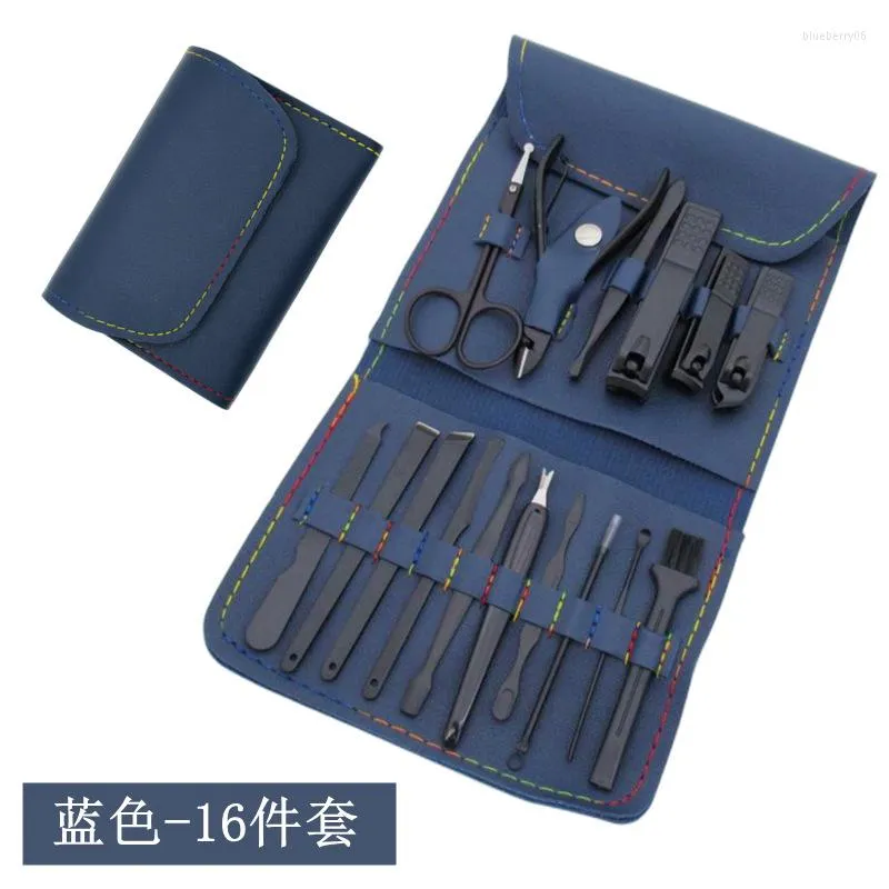 Nail Art Kits 16 In 1 Professional Travel Manicure Pedicure Set Care Kit Tool Gift For Women Man Girl Child Kid