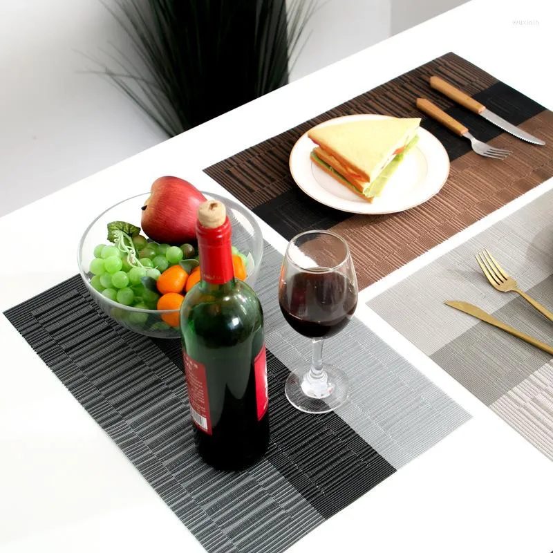 매트 패드 음료 와인 코스터를위한 4 개의 PVC 일본 플레이스 매트 테이블 매트 세트 대나무 장소 식당 식당 부엌 린넨