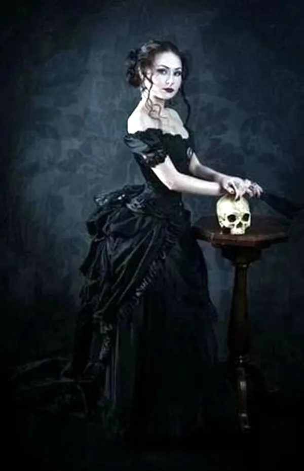 black victorian corset dress LILITH black and purple basque waist corset dress