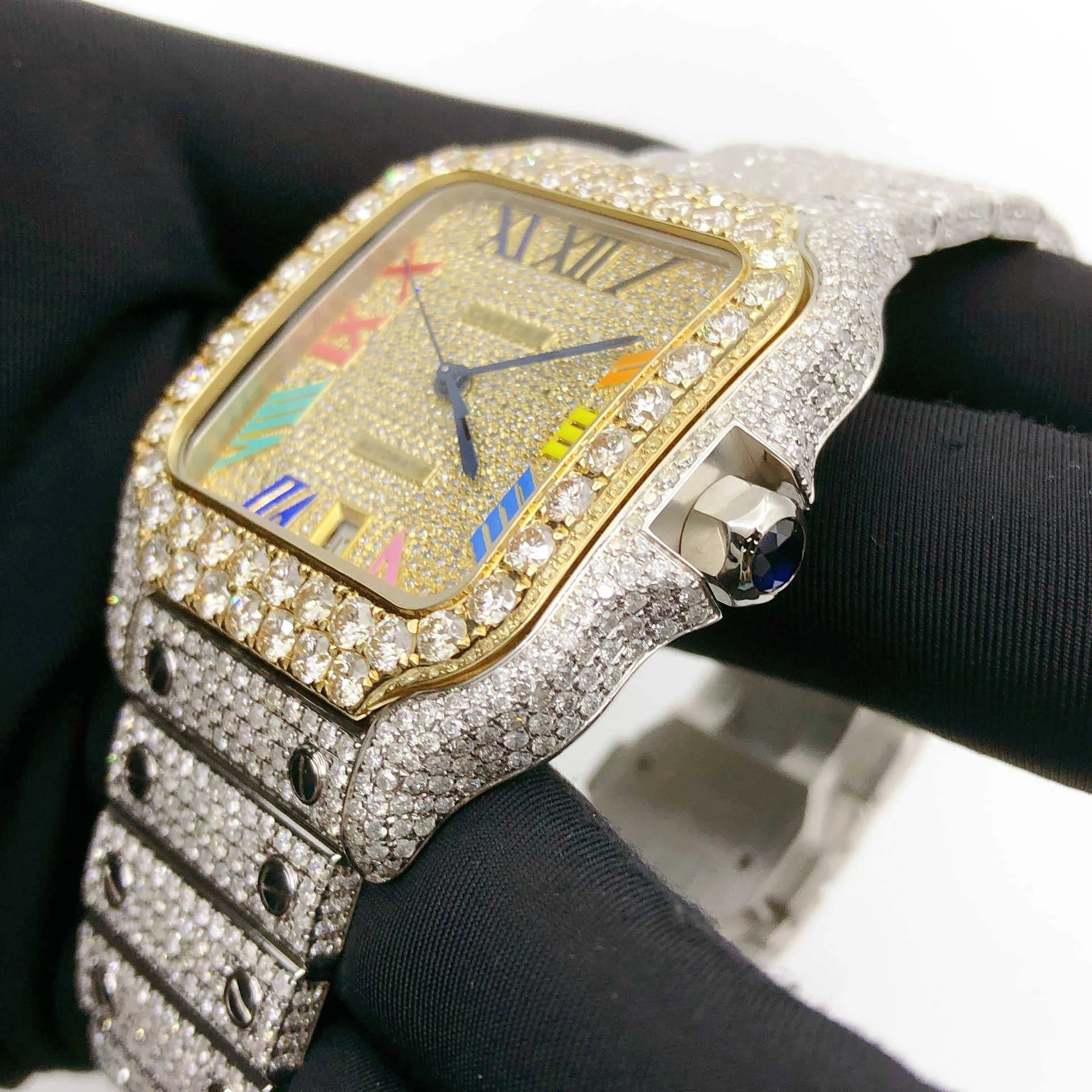 Armbandsur anpassad rappare hiphop smycken mens vvs diamanter titta på vvs1 klocka för man och womenuwvu
