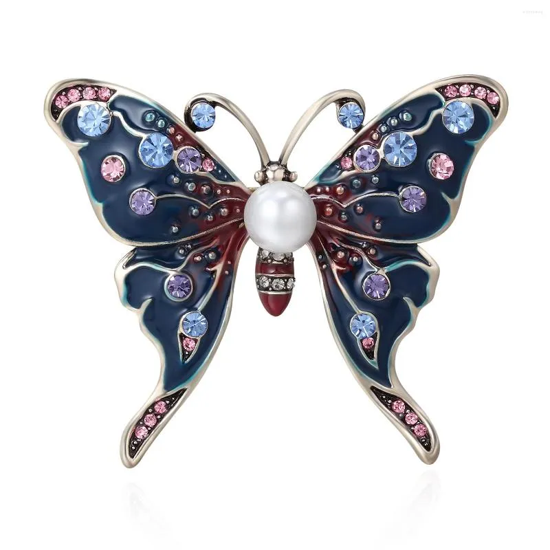 Broches Viennois Émail Broche Papillon Coloré Strass Imitation Perle Insectes Pins Banquet Cadeaux De Noël Accessoires Bijoux