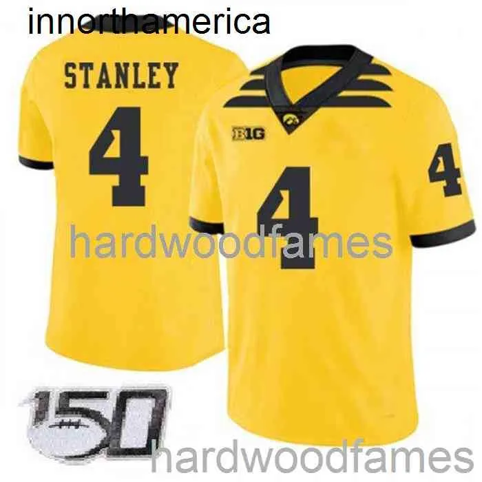 Mulheres para homens costadas nathan stanley #4 lowa Hawkeyes amarelo NCAA 150ﾪ Jersey XS-5xl 6xl