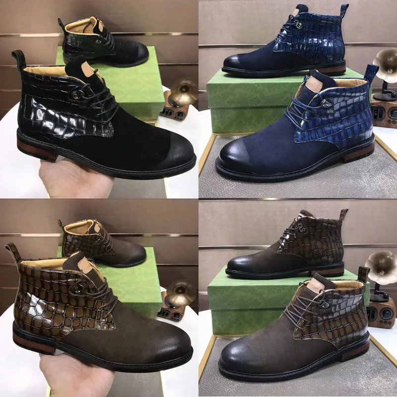 2022 designer clássico luxo alto superior botas casuais g família homens 100% couro proteção fria moda modelo sapatos inverno masculino antiderrapante botas de fundo grosso tamanhos 38-44