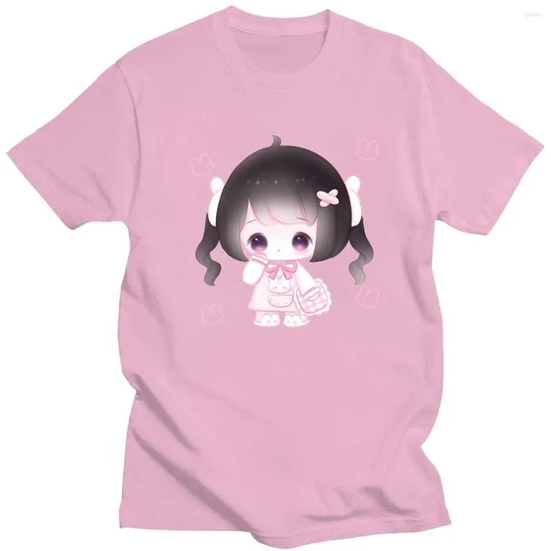 Camisetas masculinas personagem rosa fofa harajuku impressão curta de mangas curtas de 14 cores de verão diariamente camiseta redonda casual de algodão