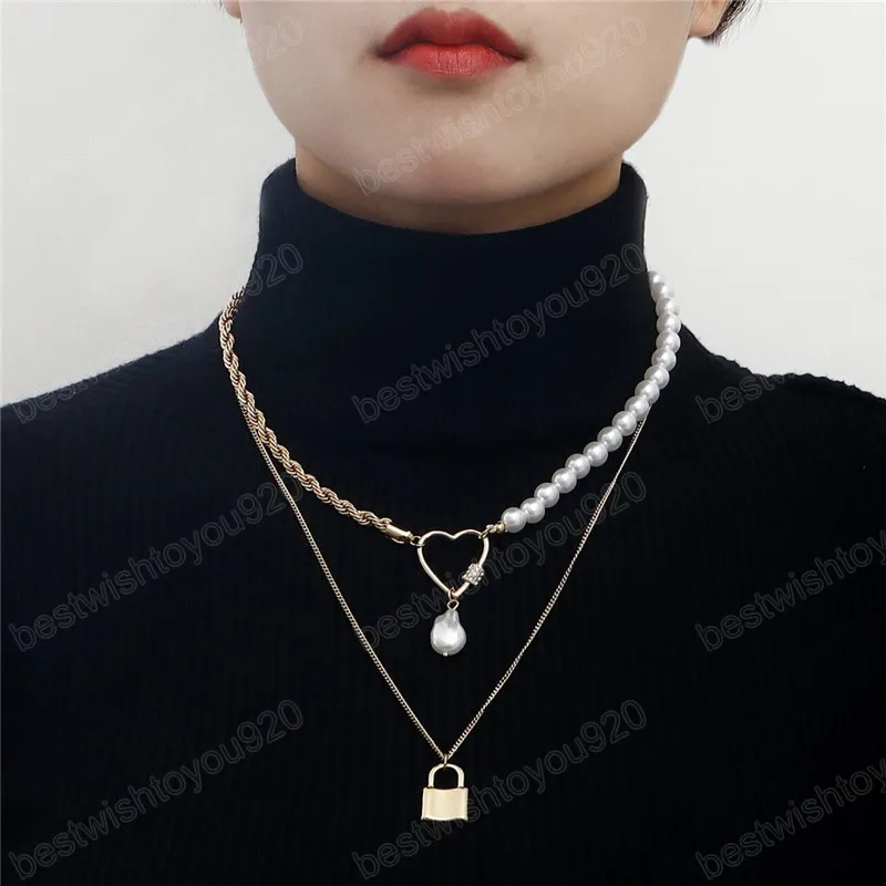 Elegant Pearl Short Choker Necklace for Women Shell Love Heart Pendant Clavicle Chain Jewelry