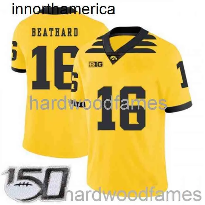 Stitched Mens Women Youth Iowa Hawkeyes #16 C.J Beathard Yellow NCAA Football Jersey XS-5XL 6XL