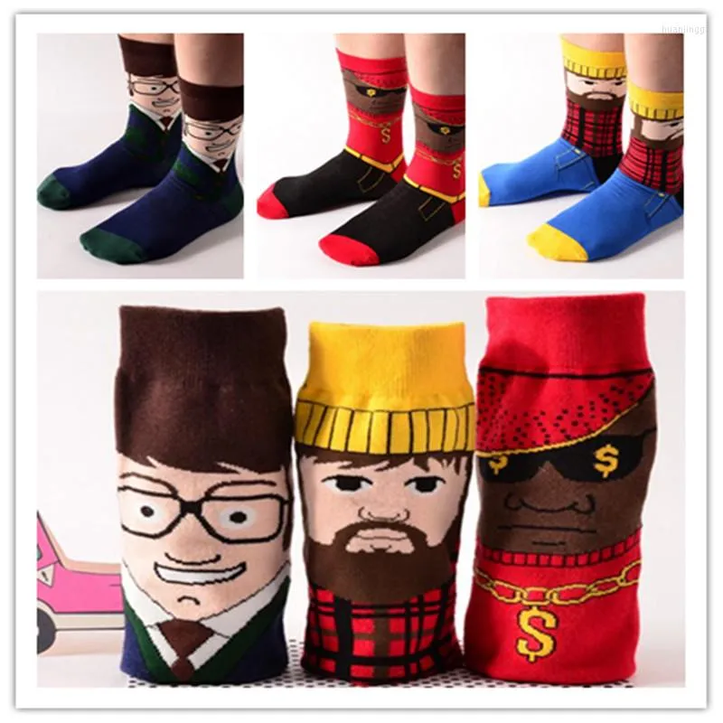 Chaussettes pour hommes mode Streetwear hommes coton hiver barbe Gentleman motif Hip Hop longue drôle pour hommes Calcetines Meias