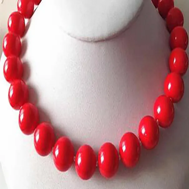 Vendre à chaud Nouveau - HOT3479 séduisant 14 mm Coquillages de mer Rouge Collier de perle 18 ''