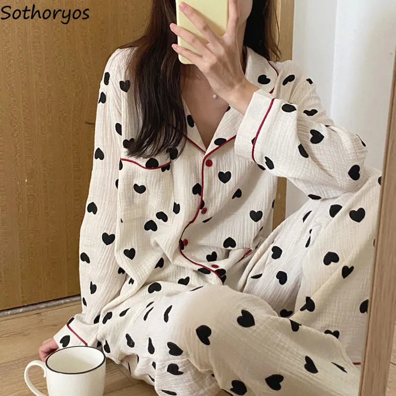 home clothing Pajama Sets Women Panelled Simple Plaid Basic Japanese Style Casual Sweet Design Autumn Female Lounge Wear Loose Fashion Home 221202