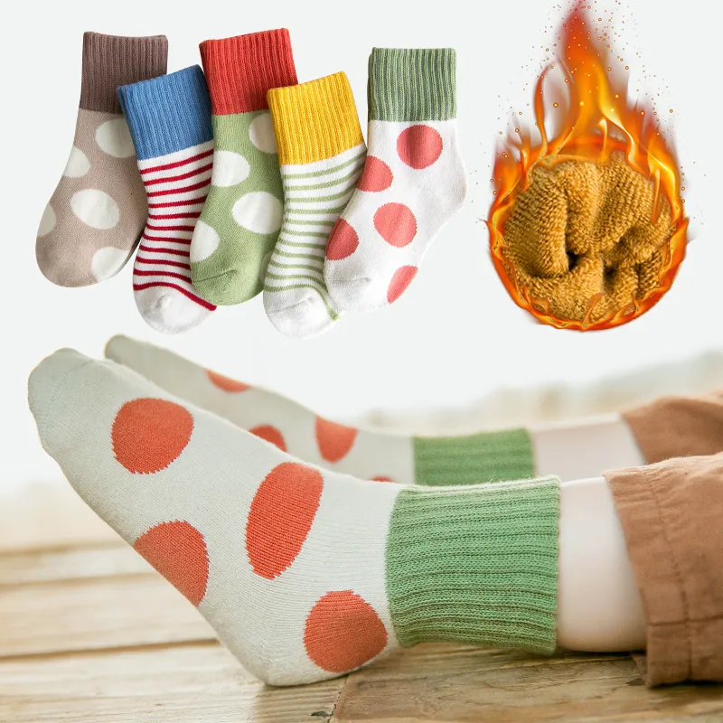 Enfants chaussettes 5 paires pack enfant en bas âge thermique enfants pour  garçons hiver court chaud doux filles épais éponge 1 12y 221203