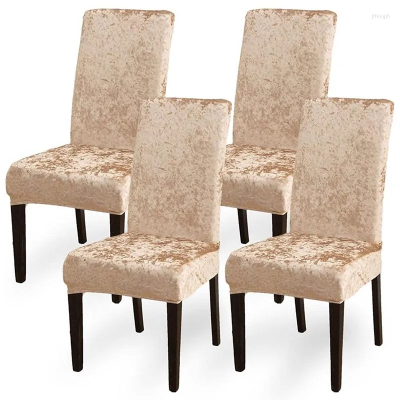 Stol täcker krossad sammet mat slipcovers uppsättning av 4 avtagbara tvättbara stretch Parsons sittplats