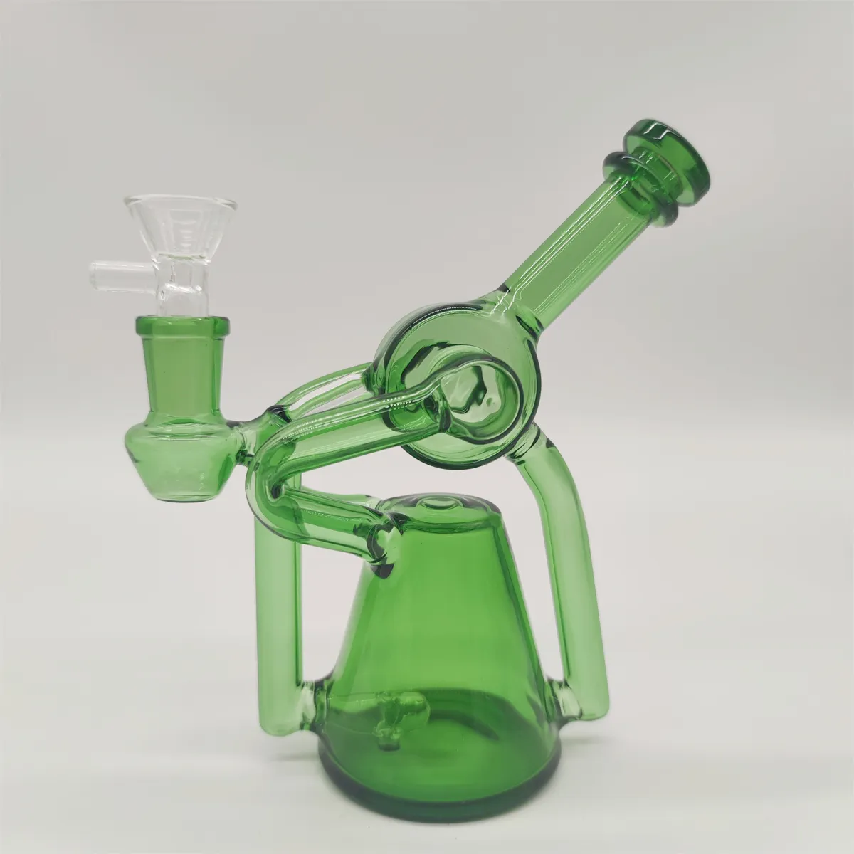 2022 6 inch groene dubbele buis glazen waterpijp bong dabber rig recycler bongs rookpijpen 14,4 mm vrouwelijk gewricht met reguliere kom