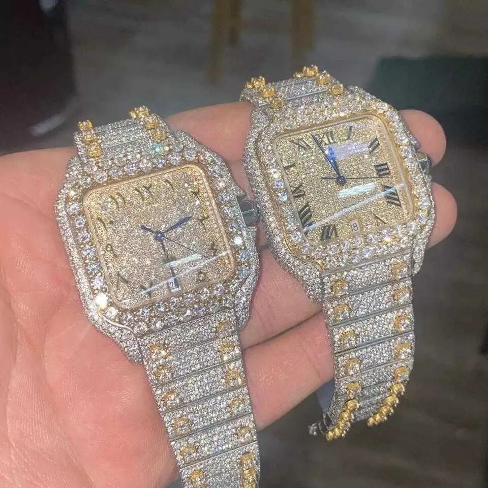 2023wristWatches Kolorowe łatwe do odczytania 12 godzin zegarek stalowy materiał VVS1 Diamond Mechanical Watchyodh